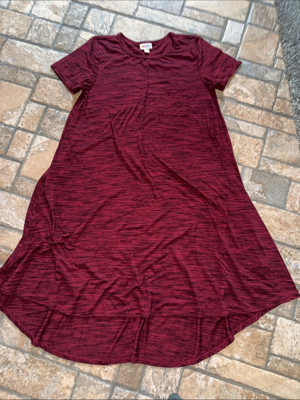LuLaRoe Burgundy & Black Heathered T-Shirt Dress